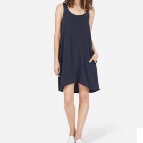 ❌Everlane 100% Silk The Tank Dress with Pockets Charcoal Gray Size Small - Picture 2 of 14
